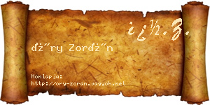 Őry Zorán névjegykártya